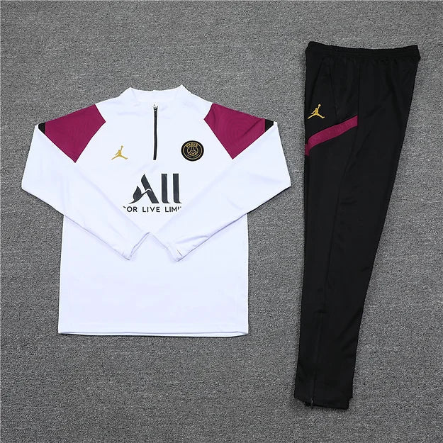 White / Burgundy (Shoulders) - PSG Tracksuit