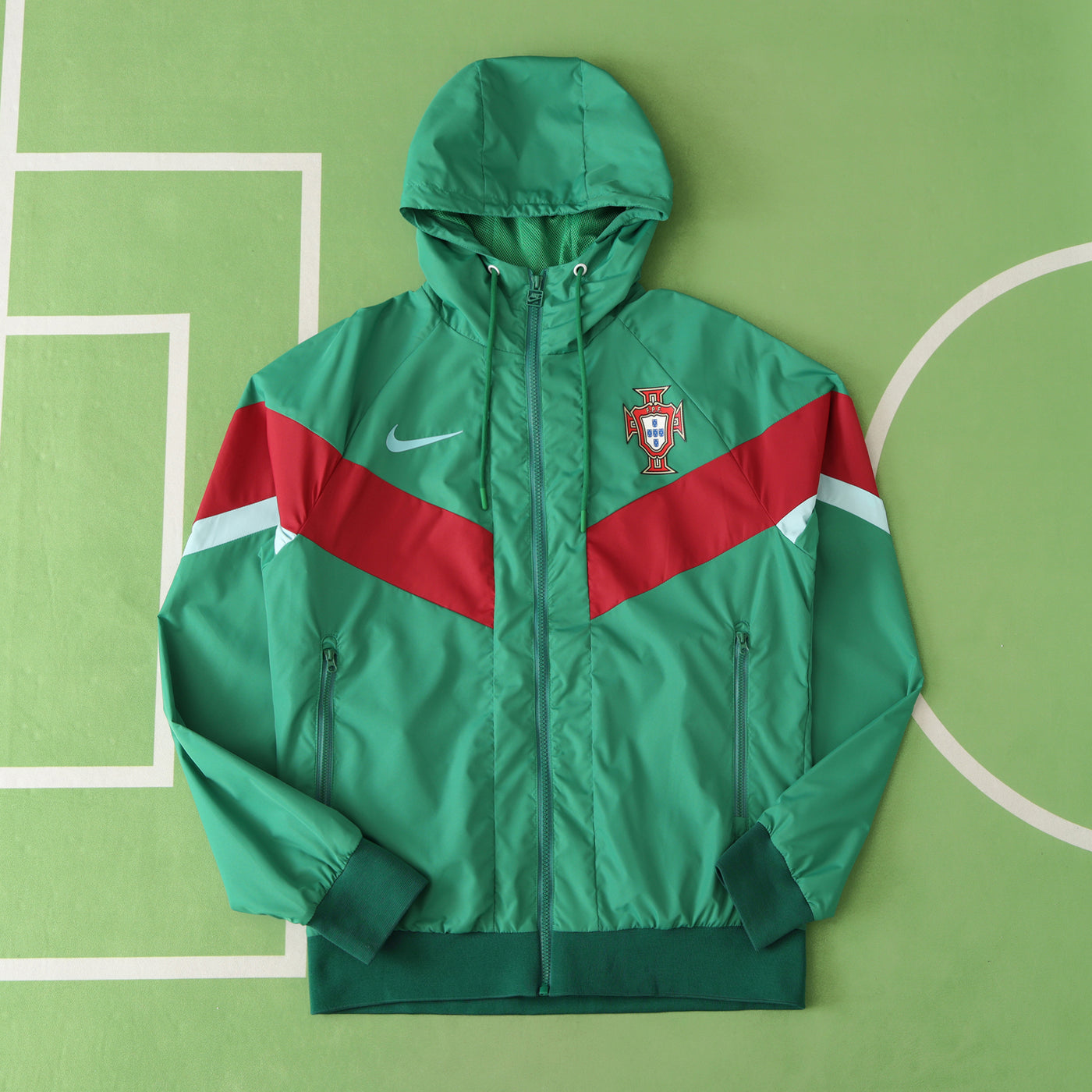 Portugal Green Hooded Windbreaker