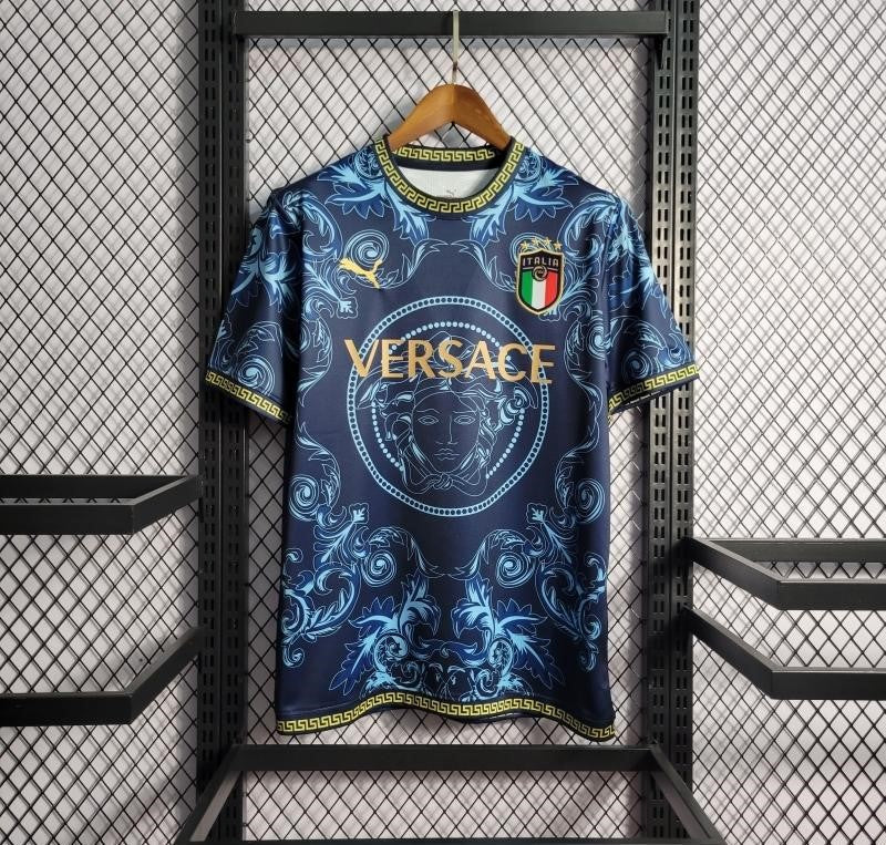 Italy Football Shirt 2024 Versace (Blue) Edition