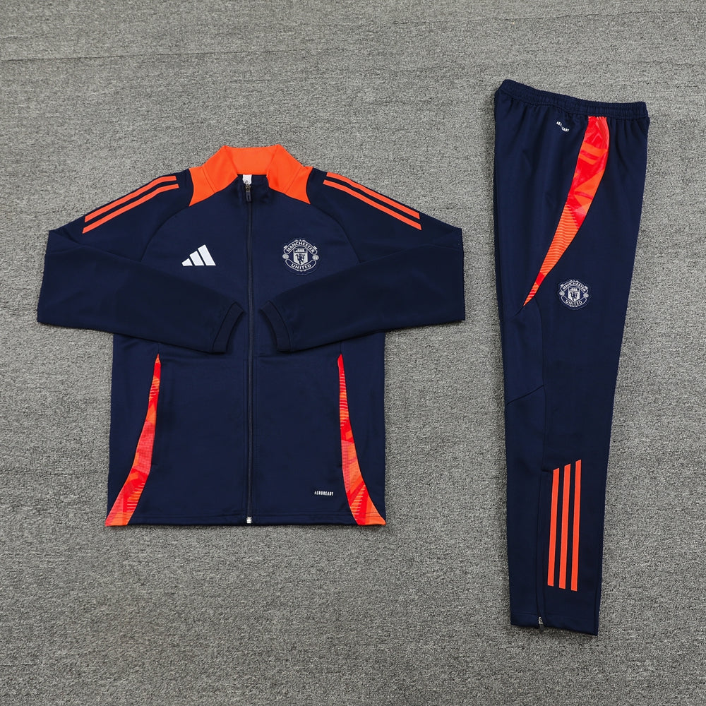 Manchester United 2024 Dark Blue/Orange Zipper Tracksuit